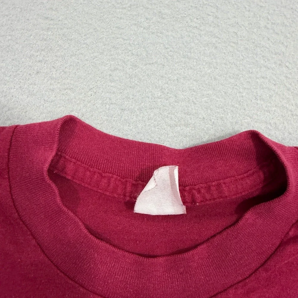 Vintage Pocket Tee Shirt Medium Red 90s Single Stitch Paper Thin Lightweight